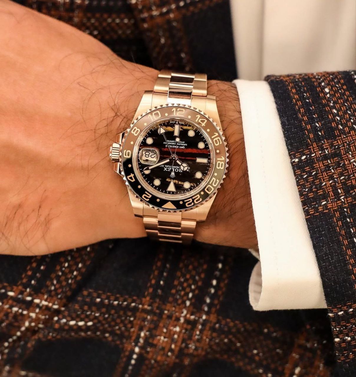 Rolex GMT Master 2 Tiger Iron 1st Time in India with a latest Upgrade, 2025 ever rose edition comes with New 3 Link Stainless Steel bracelet.