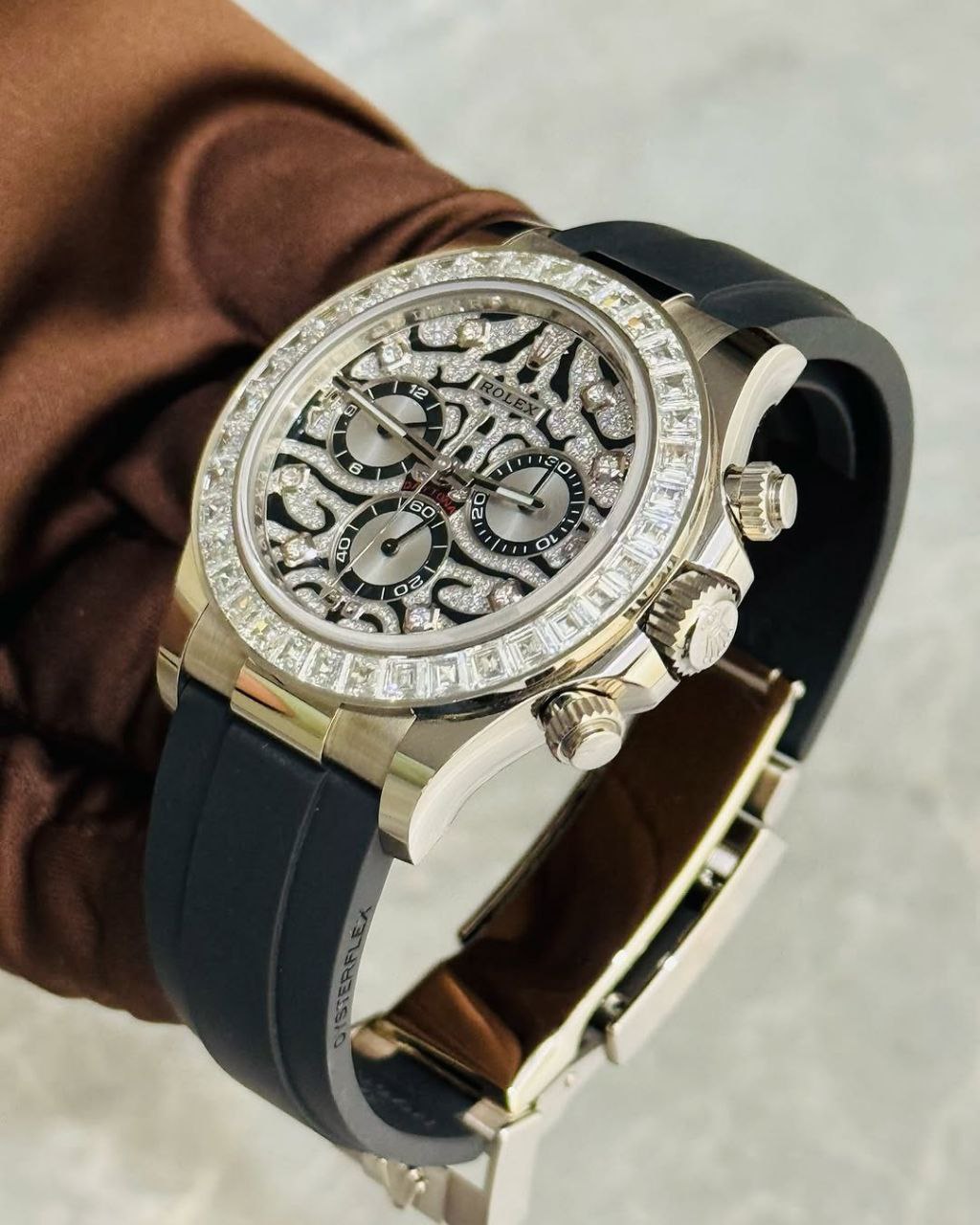 ✨The Rolex Cosmograph Daytona Men's White Gold With Dimond Bazel Dial Original Stainless Steel Watch ✨