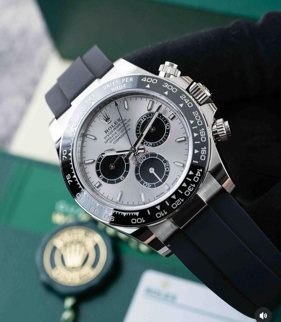 ✨The Rolex Cosmograph Daytona Men's White Gold With Dimond Bazel Dial Original Stainless Steel Watch ✨
